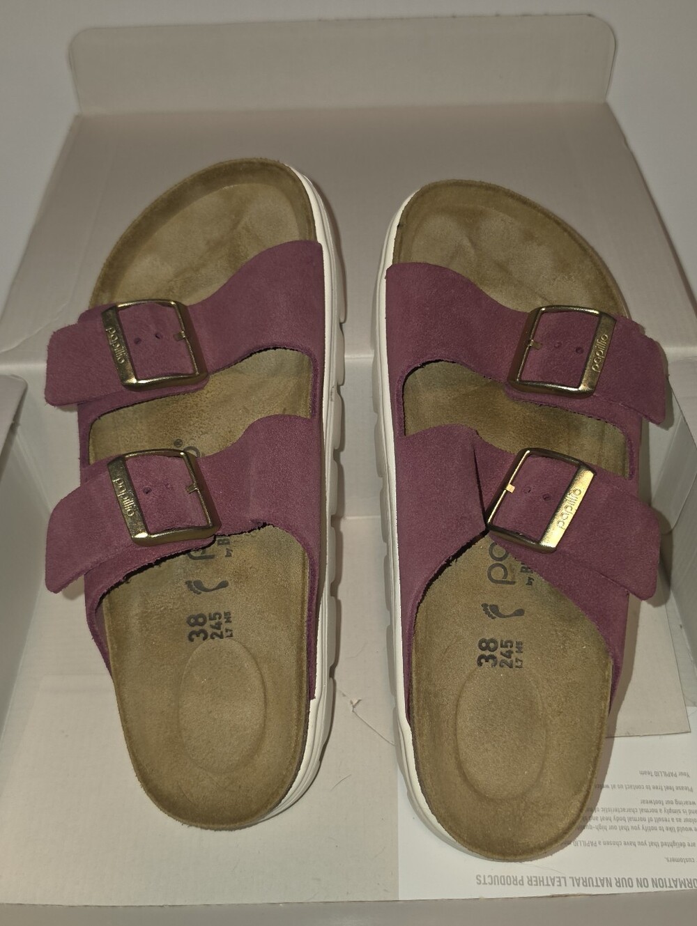Birkenstock Papillio Arizona Chunky Platform Sandals Berry Crush Suede 38 Narrow - Picture 9 of 9